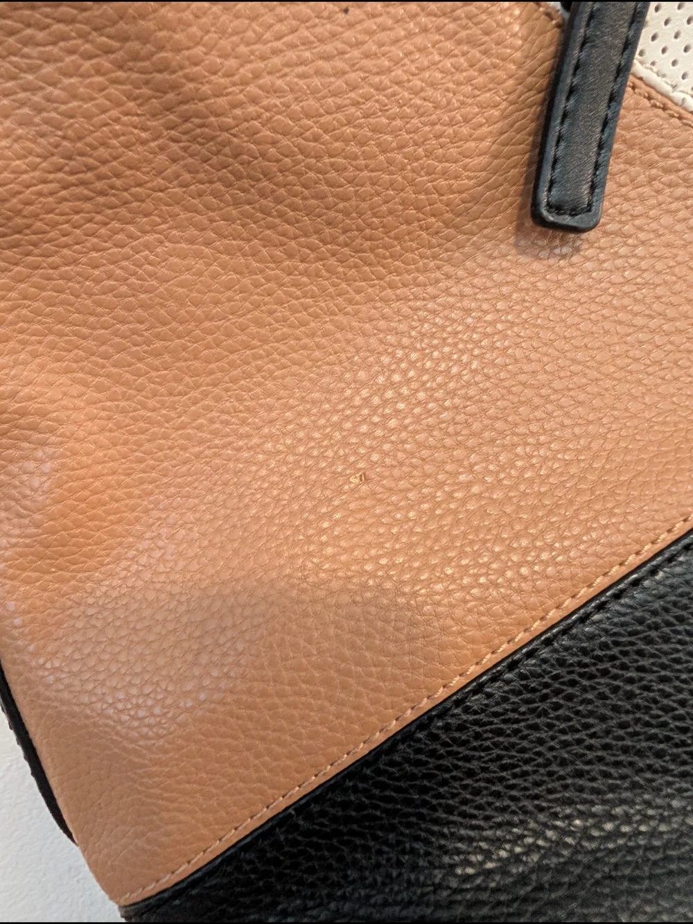 Nine West Colorblock Tote Purse in Black, Beige & Tan